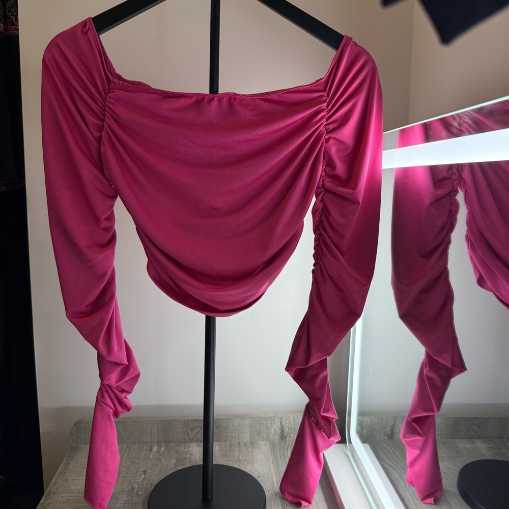 SHEIN Pink Ruched Blouse